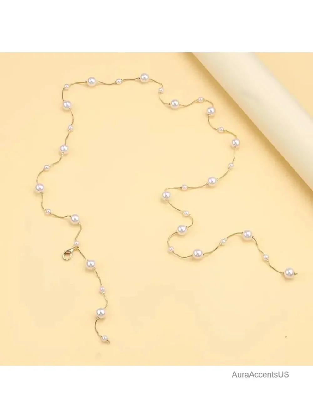 Faux Pearl Waist Chain Belt, Adjustable Gold Chain Belt for Women